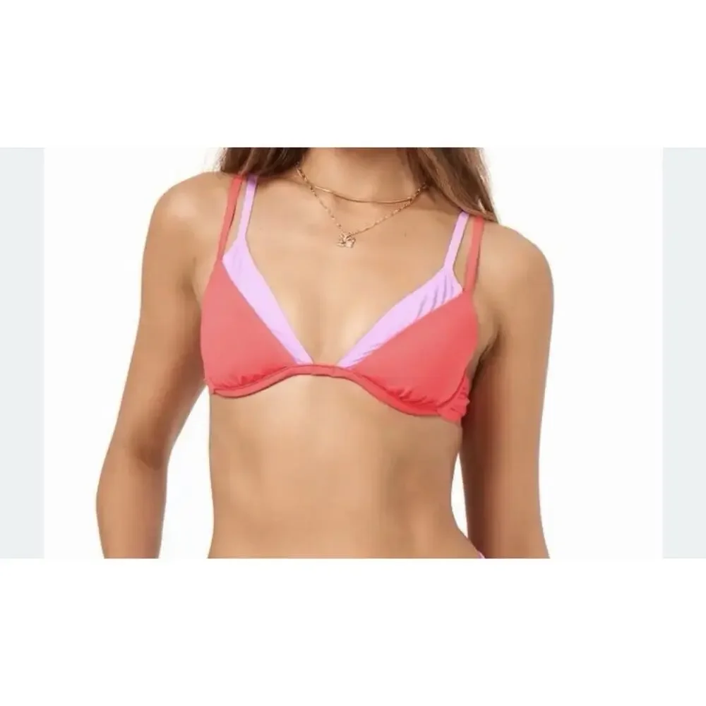 NWT L SPACE FUSED ZENDAYA TOP BIKINI MEDIUM CORAL AND PURPLE AN1